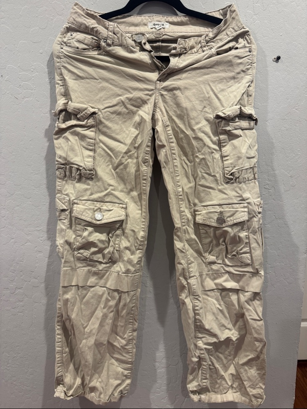 Garage Women's Beige Straight Leg Cargo Jeans
